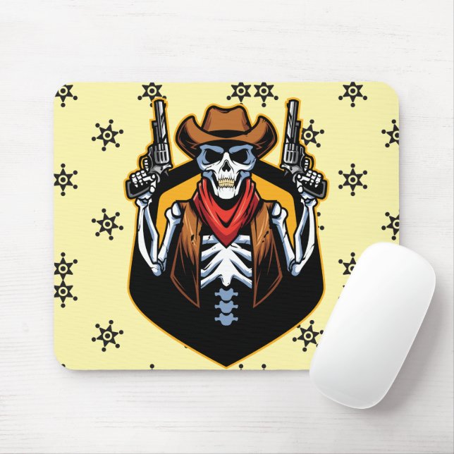 Spoky cowboy with guns Rustic artwork Mouse Pad (With Mouse)