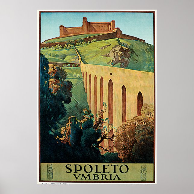 Spoleto Vmbria Vintage Travel Poster (Front)