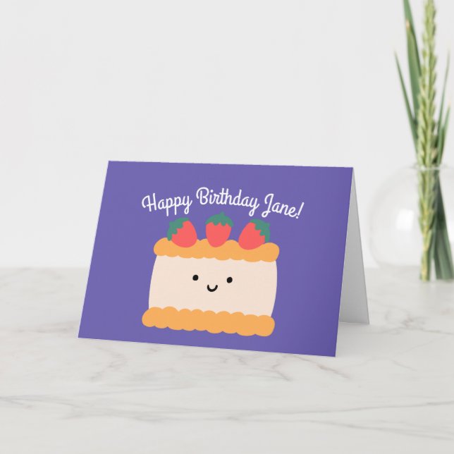 Sponge Cake | Happy Birthday Greeting Folded Card (Front)