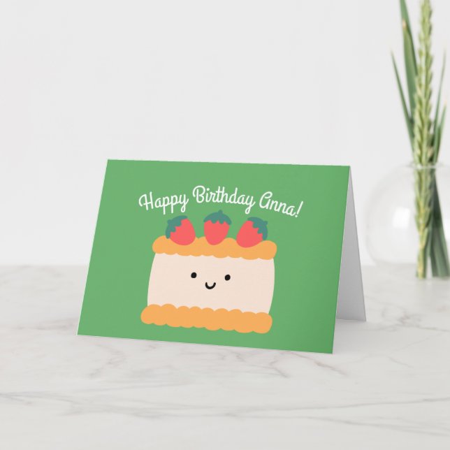 Sponge Cake | Happy Birthday Greeting Folded Card (Front)