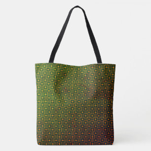 Sponged Bloody Green, Orange Wired Chinese Pattern Tote Bag