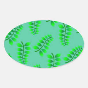 Sponged Foliage Pattern Oval Sticker