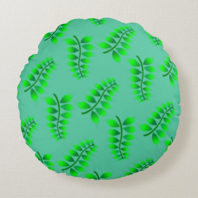Sponged Foliage Pattern Round Cushion (Front)