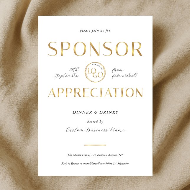 Sponsor Appreciation White & Gold Logo Corporate Invitation (Creator Uploaded)