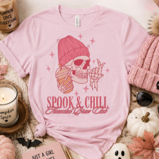 Spook & Chill Haunted Brew Club Pink Skull Coffee T-Shirt