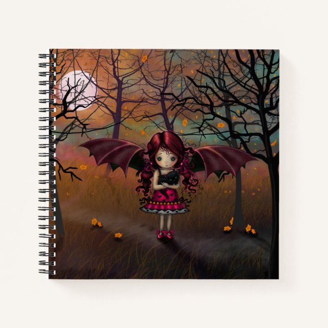 Spook Cute Winged Vampire Fantasy Art Sketchbook Notebook (Front)