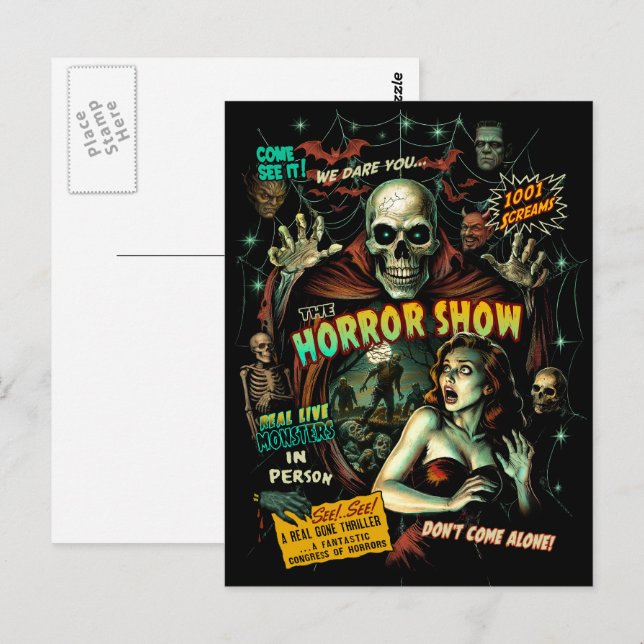 Spook Show Horror Retro Postcard (Front/Back)