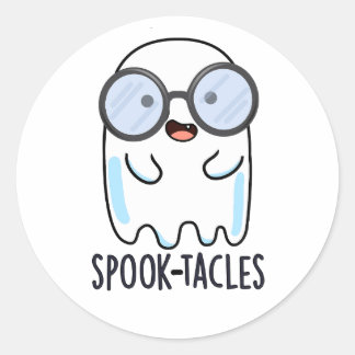 Spook-tacles Funny Ghost Pun Classic Round Sticker