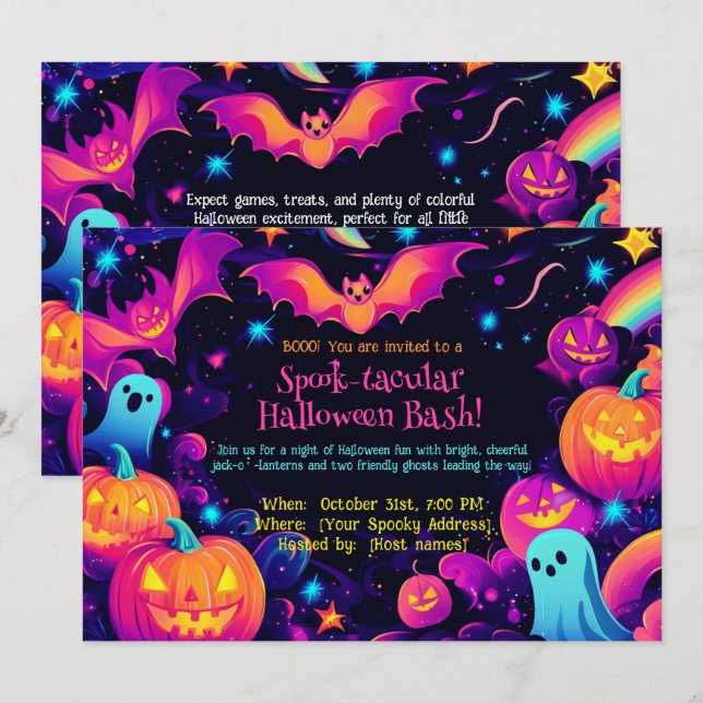 🎃Spook-tacular Halloween Bash! Invitation (Front/Back)