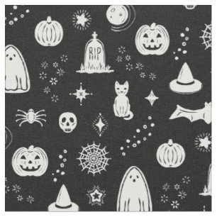 Spookie Things Pattern - Coal + Snow Fabric