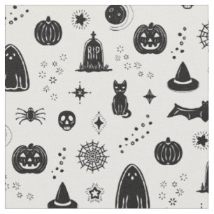 Spookie Things Pattern - Snow + Coal Fabric
