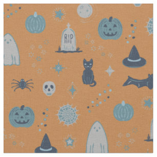 Spookie Things - Rust, Peacock, Fog, Dusk Fabric