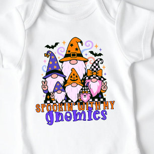 Spookin’ With My Gnomies: Retro Halloween Friends Baby Bodysuit