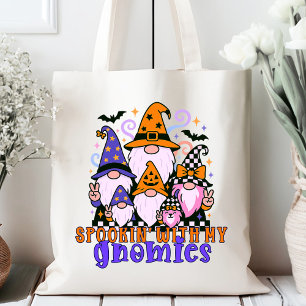 Spookin’ With My Gnomies: Retro Halloween Friends Tote Bag
