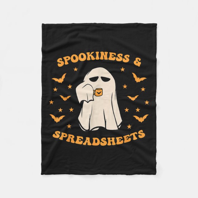 Spookiness And Spreadsheets Halloween Accountant B Fleece Blanket (Front)