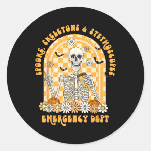 Spooks Skeletons And Stethoscope Emergency Dept Er Classic Round Sticker