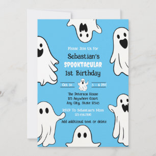 Spooktacular 1st Birthday Cute Ghost Halloween Invitation