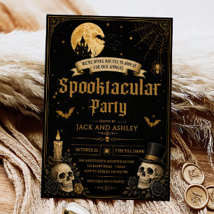 Spooktacular Adult Halloween Party Vintage Skull Invitation