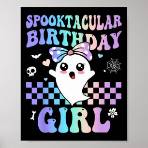 Spooktacular Birthday Cute Ghost Halloween Birthda Poster