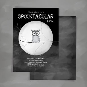 Spooktacular Black and White Halloween Party Invitation