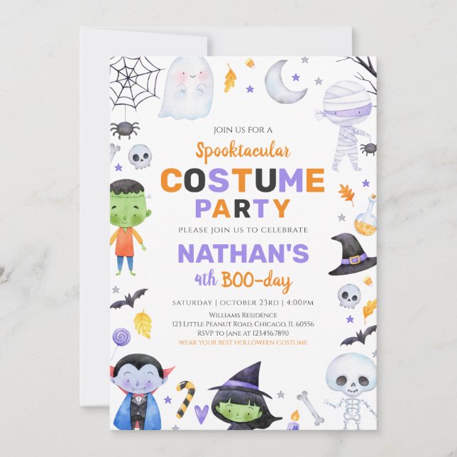 Spooktacular Costume Party Halloween Birthday Invitation (Front)