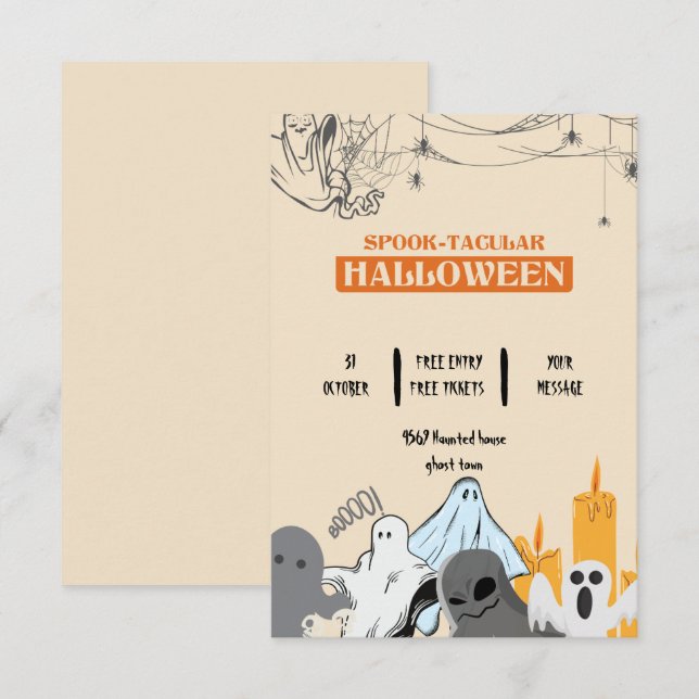 Spooktacular cute ghost Halloween party  Invitation (Front/Back)