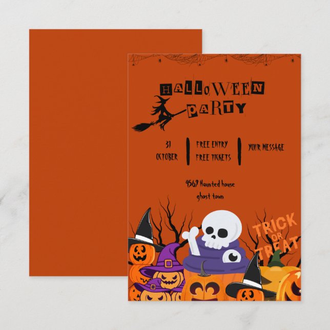 Spooktacular cute ghost Halloween party Invitation (Front/Back)