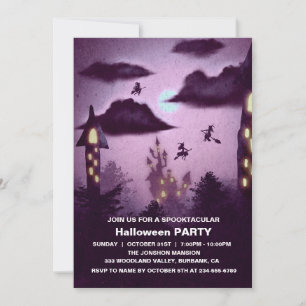 Spooktacular Dark Haunted House Halloween Party  I Invitation