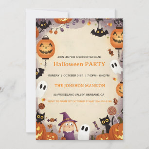 Spooktacular Dark Haunted House Halloween Party I Invitation