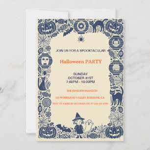 Spooktacular Dark Haunted House Halloween Party Invitation