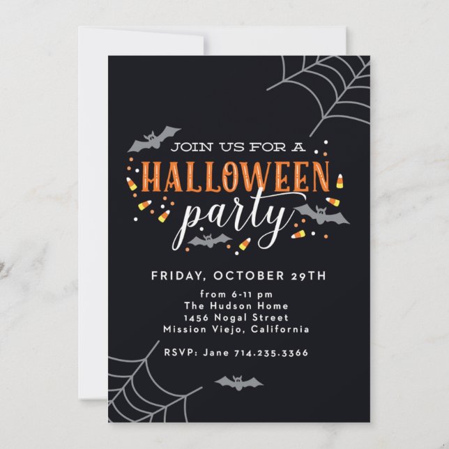 Spooktacular Dark Haunted House Halloween Party Invitation (Back)