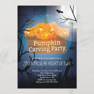 Spooktacular Fun Pumpkin Carving Party Halloween Invitation