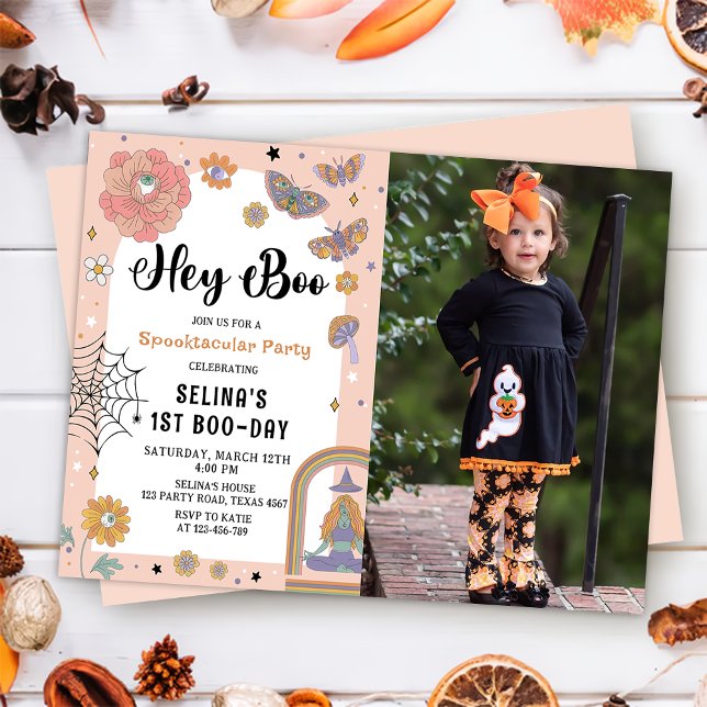 Spooktacular Ghost Halloween Girl Birthday Photo Invitation (Creator Uploaded)