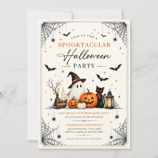 Spooktacular Ghost Halloween Party Invitation