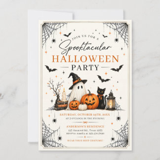 Spooktacular Ghost Halloween Party Invitation