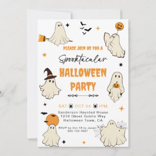Spooktacular Ghost Halloween Party Invitation