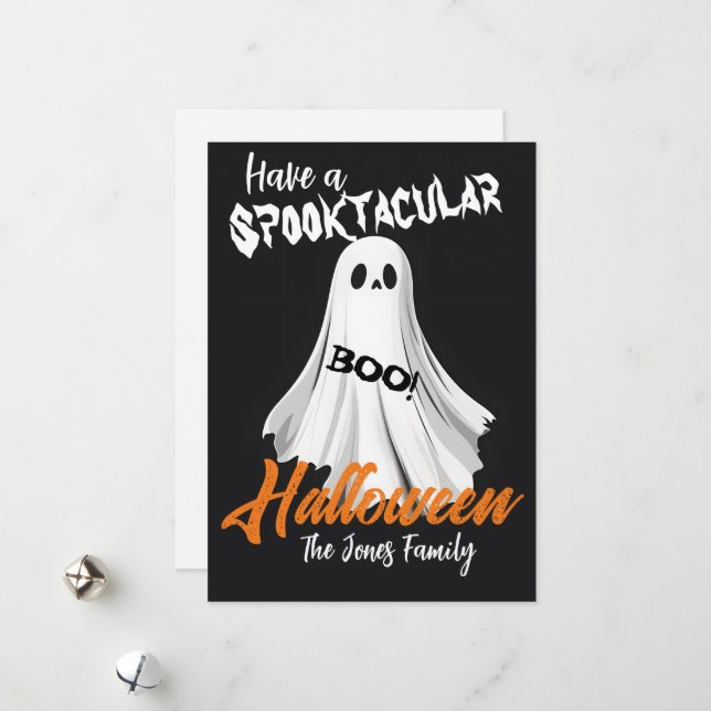 Spooktacular Ghostly Greeting Holiday Card (Front/Back In Situ)