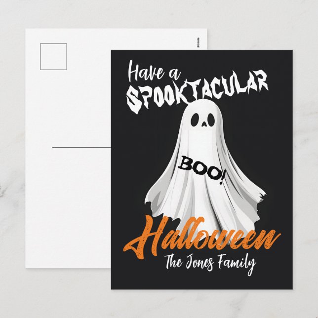 Spooktacular Ghostly Greeting Holiday Postcard (Front/Back)