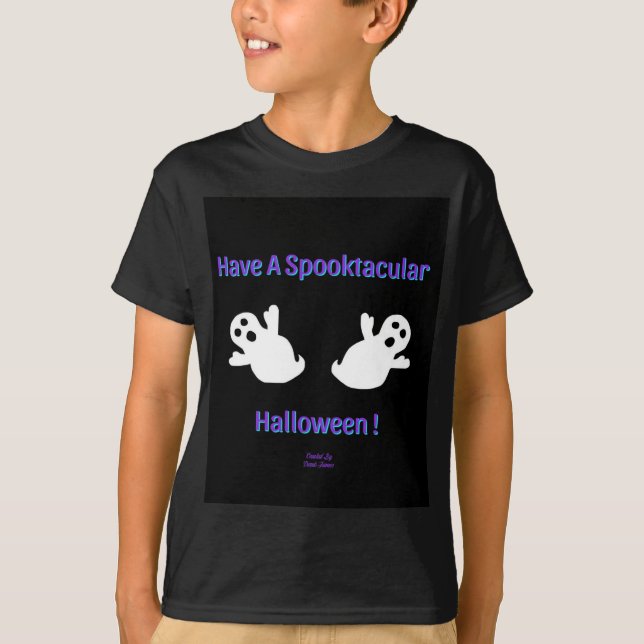 Spooktacular Ghosts Boys Black Basic T Shirt (Front)