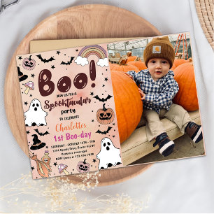 Spooktacular Halloween 1st Birthday Party Photo Invitation