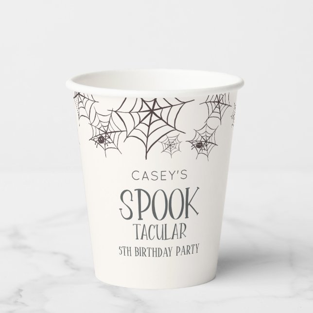 Spooktacular Halloween Birthday Party Spider Webs Paper Cups (Front)