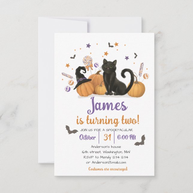 Spooktacular Halloween Candy Birthday  Invitation (Front)