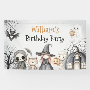 Spooktacular Halloween Cute Ghost Birthday Party Banner