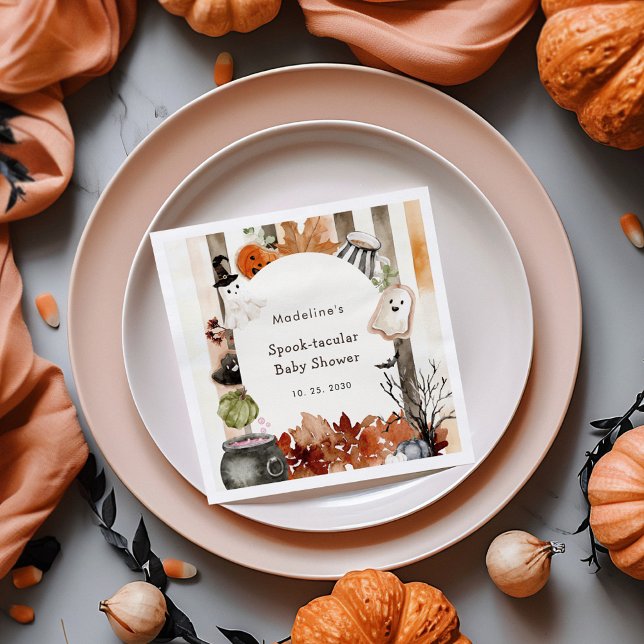 Spooktacular Halloween Ghost Pumpkin Baby Shower Napkin (Creator Uploaded)