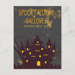 Spooktacular Halloween Haunted House Party Postcard