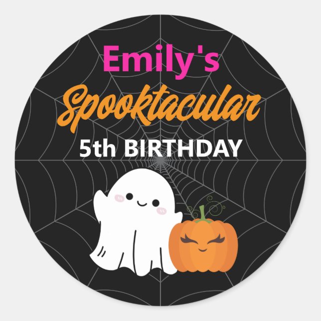 Spooktacular Halloween Kids Birthday Party Classic Round Sticker (Front)