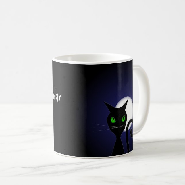 Spooktacular Halloween Moon and Cat Coffee Mug (Front Right)