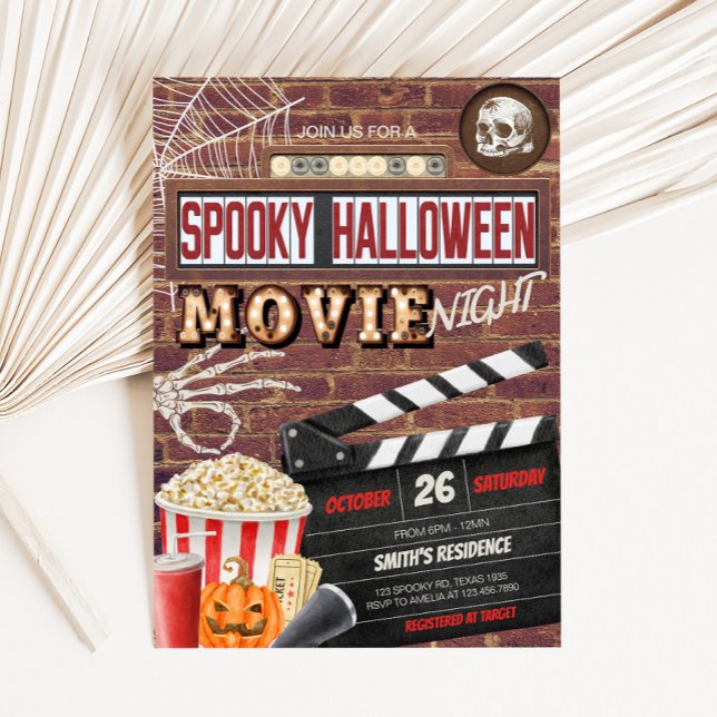 Spooktacular Halloween Movie Night Party Invitation (Spooky Spooktacular Halloween Movie Night Party Invitation
)