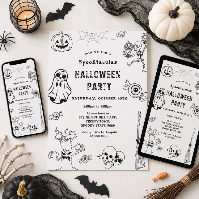 Spooktacular Halloween Party Balck Invitation (Creator Uploaded)