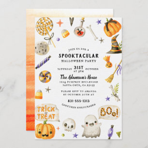 Spooktacular Halloween Party   Cute Rustic Script Invitation